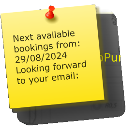 Next available bookings from: 29/08/2024 Looking forward to your email: